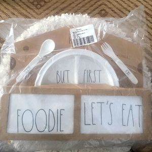 Rae Dunn Baby Melamine Feeding Set + Bodysuit 6-9mo